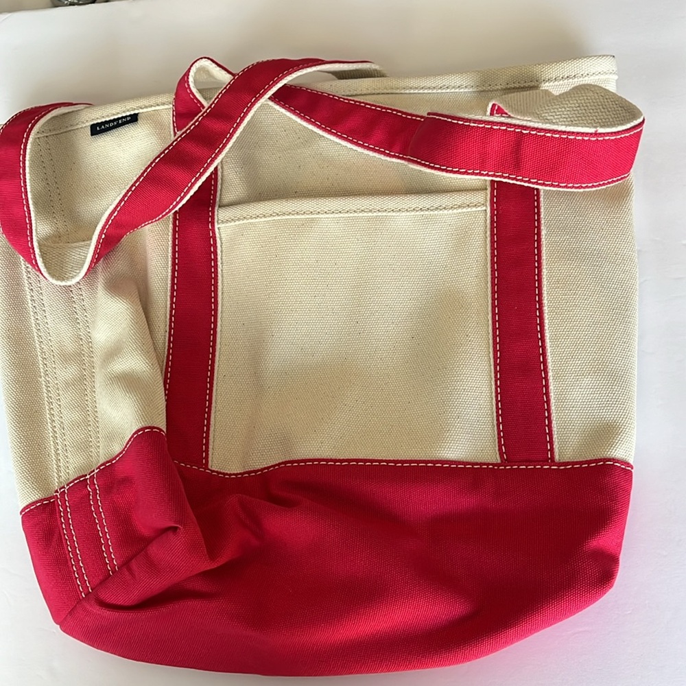 NEW Lands' End Canvas Boat Tote Bag Beach Natural